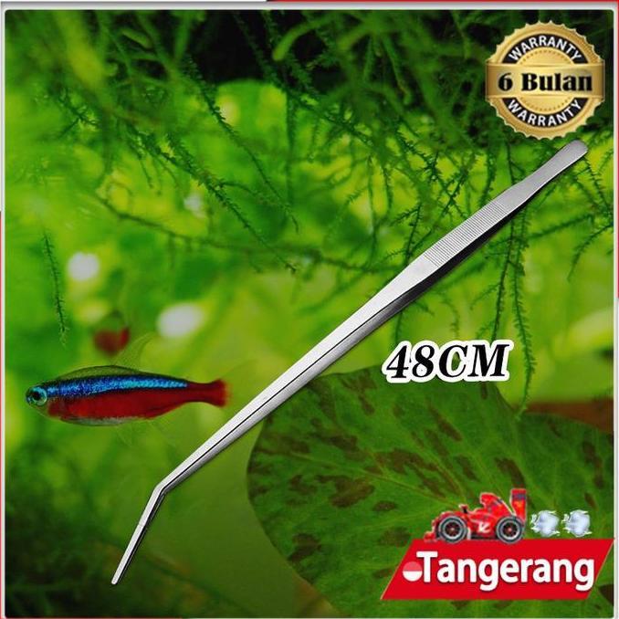 MENDA 48cm Pinset Aquascape Stainnless Pinset Panjang Aquarium Pinset Bengkok Aquascape