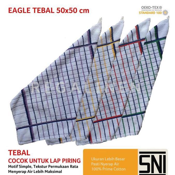 Sauberkeit- Serbet Lap Piring Kastex Wafel Handuk Tangan Gantung 50X50Cm Cotton Putih 100% Katun