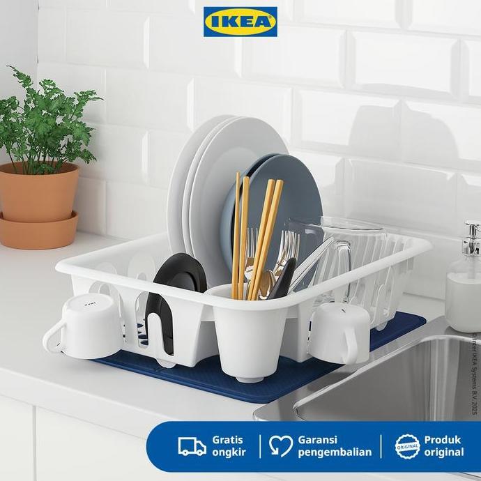IKEA FLUNDRA Rak Pengering Piring Putih Minimalis  Plastik
