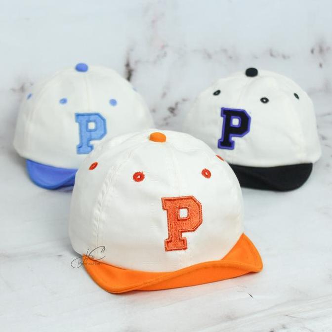 Kind- Jocoproduction - Topi Fashion Bayi Pet Batita Premium Bordir Huruf P