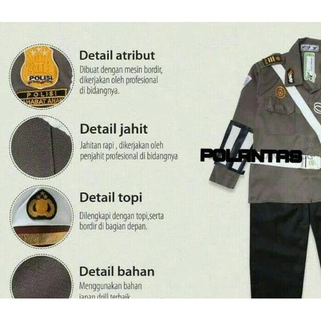baju profesi polisi anak seragam polisi anak kostum polisi kecil baju loreng anak LM