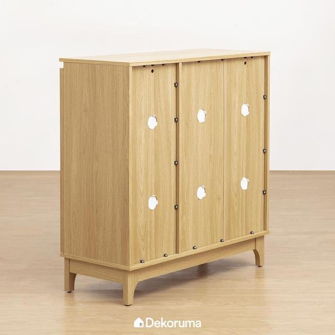 Speichern- Dekoruma Nara Lemari Sepatu Kayu Olahan Rak 5 Susun Minimalis - Shoe Cabinet 3 Pintu Kaca