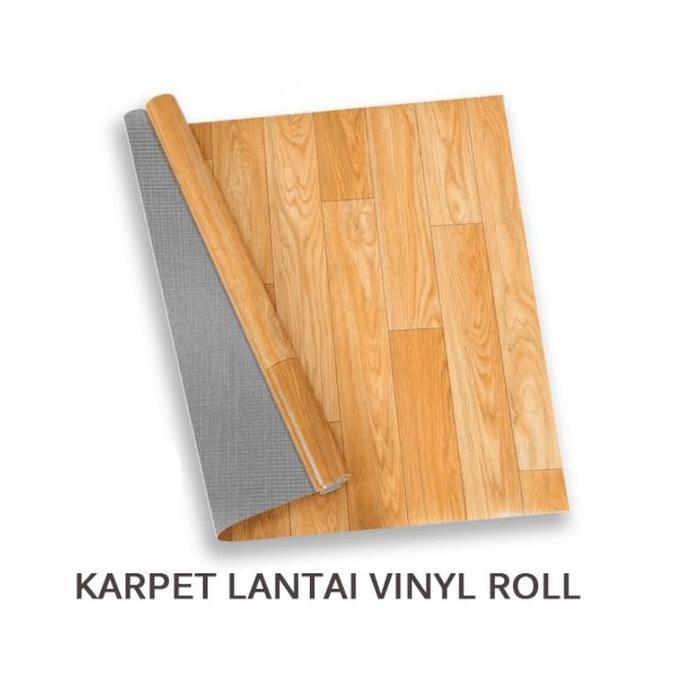 Flmy- [1 Meter X 2 Meter] Karpet Lantai Vinyl Gulungan Motif Kayu Tebal Korean Aesthetic