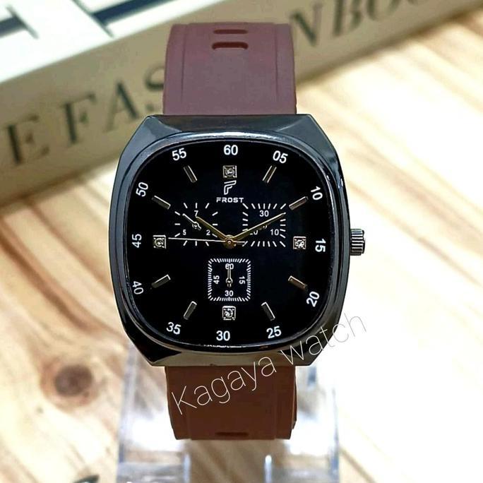 Frau- Jam Tangan Kotak Hitam Wanita Murah Tali Karet Terlaris,Jam Tangan Kasual Wanita,Jam Viral Wan