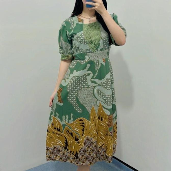 Dress Batik ALANA // Dress batik wanita / dress batik / dress Pesta wanita Cantik Midi Karet Katun N