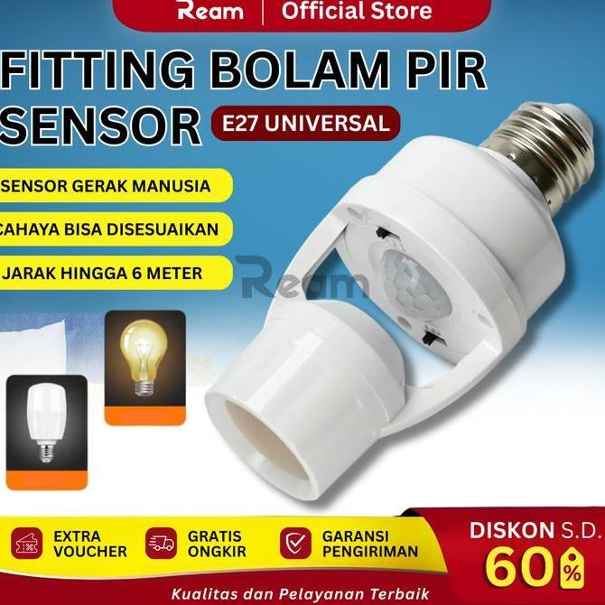 REAM Fitting Lampu Sensor Gerak Otomatis E27 Fitting Lampu Smart Sensor Gerak Infrared