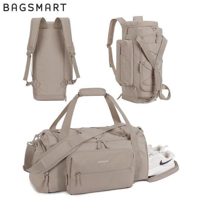 Bagsmart 4-In-1 Tas Gym, Tas Duffle Ringan TSA untuk Perjalanan dengan Kompartemen Sepatu & Kantong 