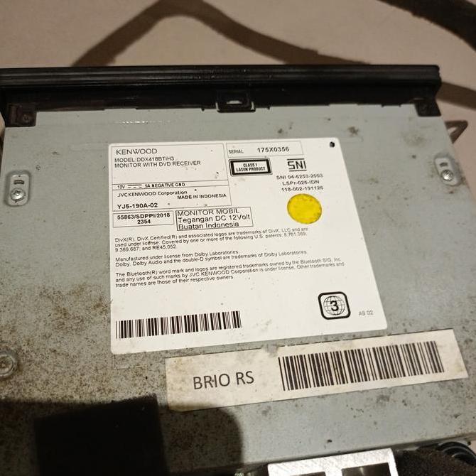 Head Unit All new Brio RS Kenwood DDX41 Original Bekas