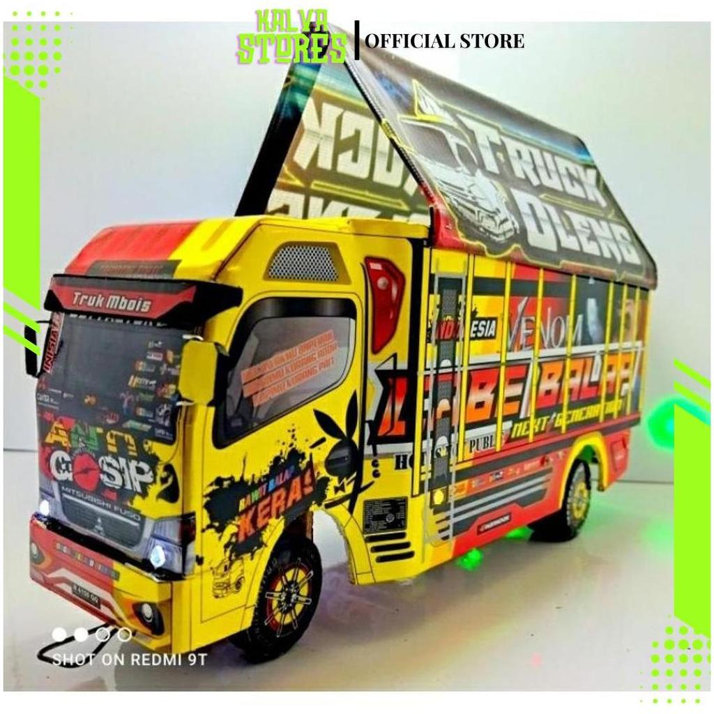 Truk Oleng Miniatur Triplek LED Aman Anak ZH SALE