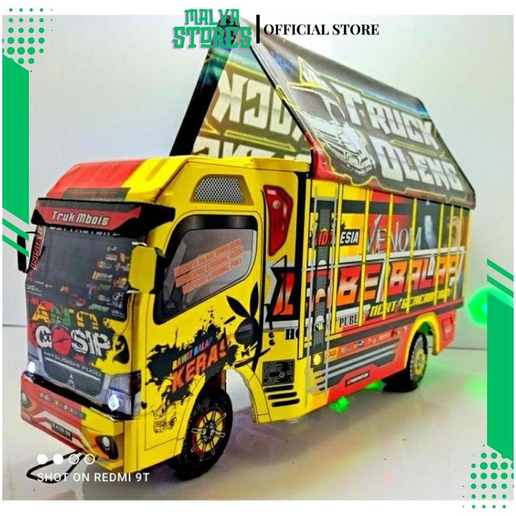 Truk Oleng Miniatur Triplek LED Aman Anak ZH SALE