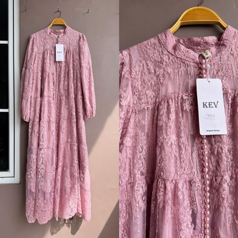 BEST SELLER gamis kancing seribu bordir, gamis kev, gamis bangkok, gamis putih, white maxi, dress ka