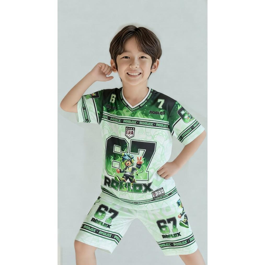 terlaris set jersey anak perempuan dan laki baju celana roblox buat anak 3-13 tahun