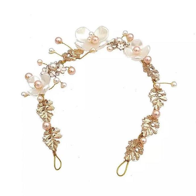 zhamusSuper Fairy Leaves Flowers Garland Pearl Hair Band Bridal Sweet Wedding Dress Children Headwea
