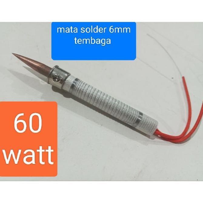 Elemen solder 60 watt + mata solder 6 mm tembaga.