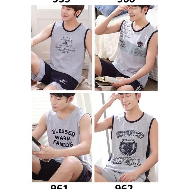Baju Tidur Pria Tanktop Abuabu