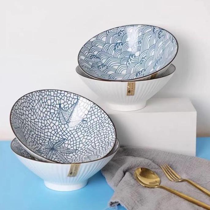 Mangkok Ramen Mangkok Keramik Jepang Seri Yamada Mangkok Ramen Keramik