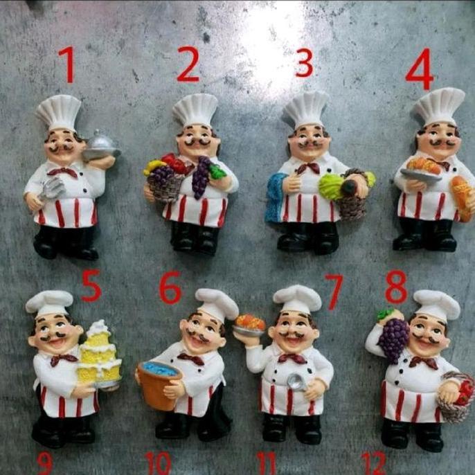 Cucina- Pajangan Tempelan Magnet Kulkas Koki Roti Chef Buah Mie