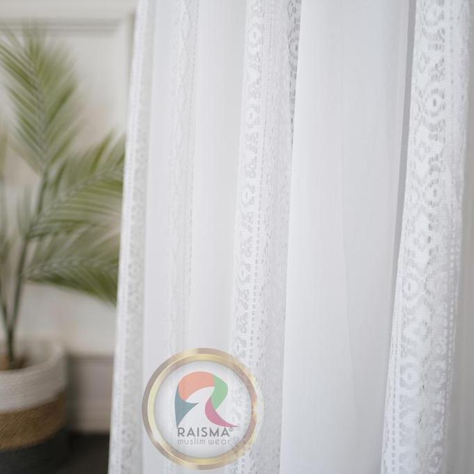 Uprelig- Raisma - Zubaidah Gamis Putih Syari Model Pecah12 Ceruti Jilbab Ceruti Jilbab Muslim Simple