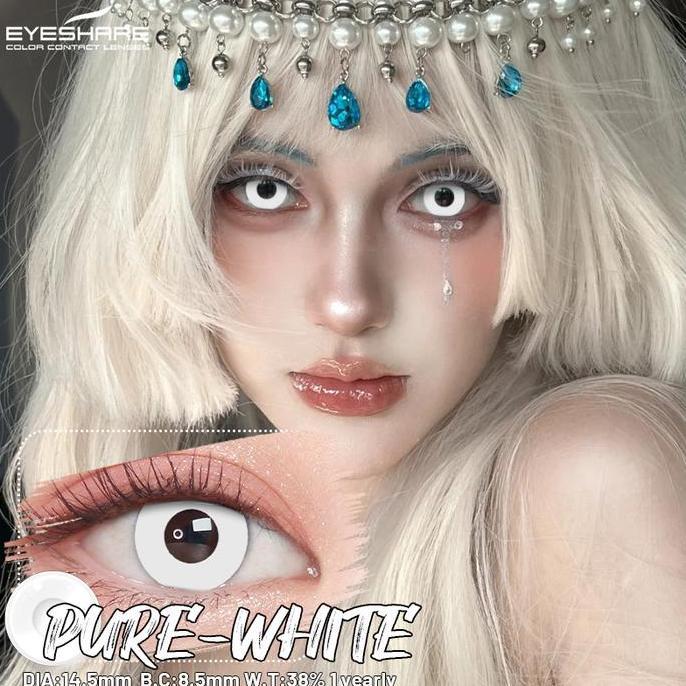 Occhio- [Cod] Eyeshare Pure Black Lensa Kontak Cosplay Softlens 14.5Mm Contact Lens Softlens  Putih 
