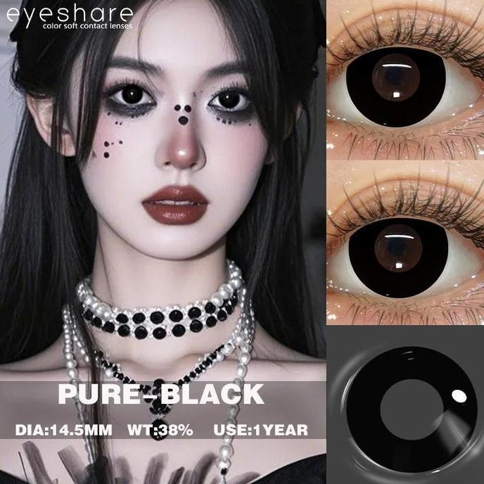 Occhio- [Cod] Eyeshare Softlens Pure Black Lensa Kontak Cosplay Softlens 14.5Mm Lensa Mata  Sharinga