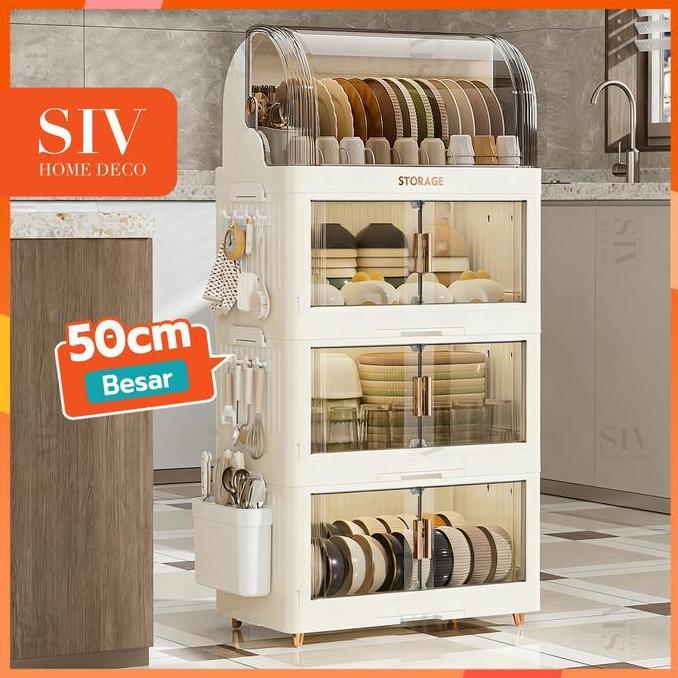 50cm BesarSIV Rak Piring Plastik Tertutup Rak Pengering Piring Lipat Rak Cuci Piring Rak Mangkok Dap