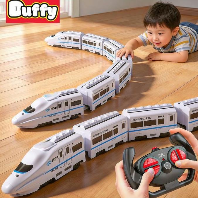 Duffy toys(COD) Remote Control Kereta Api Rel Kecepatan Tinggi Mainan Anak-anak / Kereta api simulas