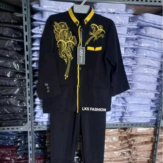 Otokonoko- Jas,Ko Setelan Bordir Anak Laki  Laki, Kain Hightwits Baju Muslim Anak Tangan Panjang Hit