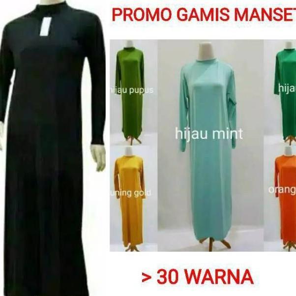 Uprelig- Manset Gamis Lengan Panjang / Inner Dress Dalaman Gamis /  Mangset  Gamis Hitam Putih Spand