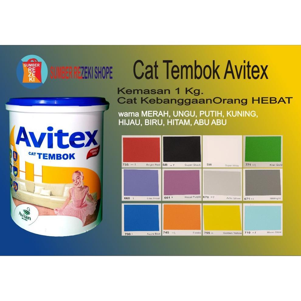 Cat Tembok (Merah,Pink,Kuning,Cream,Hijau) Plafon Gypsum Avitex Interior 1kg Avian Brands