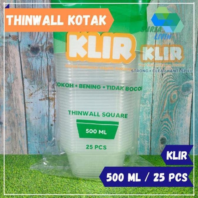 Thinwall Kotak 500 ml (25 pcs) Klir / Thinwall Square / Kotak Kecil
