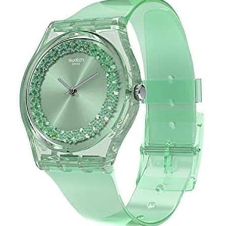 Swatch Analog Jam Tangan Wanita Karet Hijau GG225 AMAZO-NIGHT Original