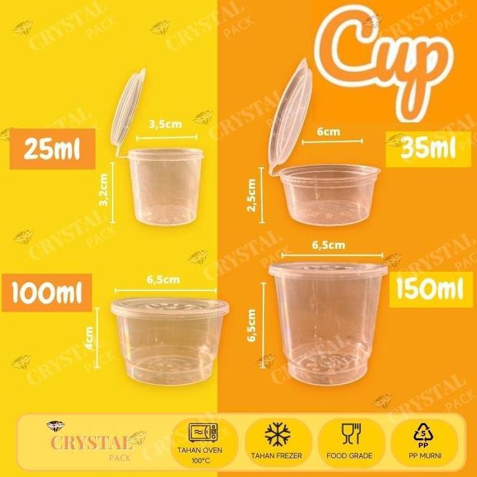 1 Dus Thinwall Cup 25ml 35ml 100ml 150ml Plastik Bulat Cup Puding