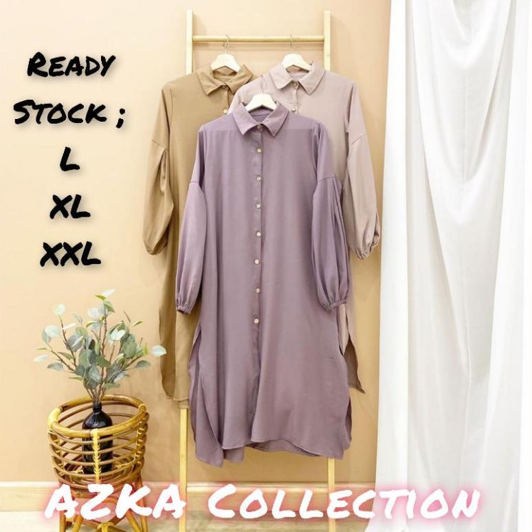 VALUE PACK Tunik Kemeja Jumbo Wanita Lengan Balon Terbaru 2022 Kekinian Polos Panjang Putih Size L X