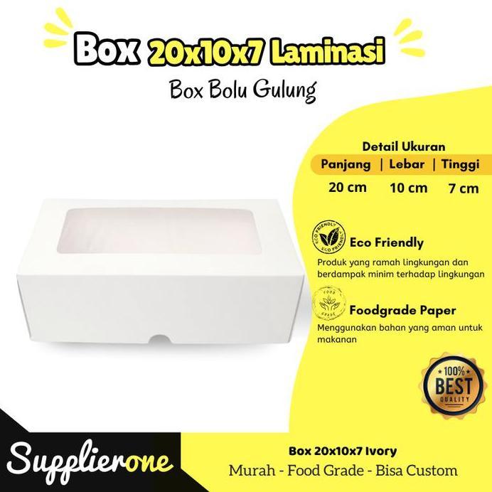 Dus 20x10x7 / dus kue / bolu / box kue / dus 20x10x7 laminasi / box putih / kue bolu gulung murah