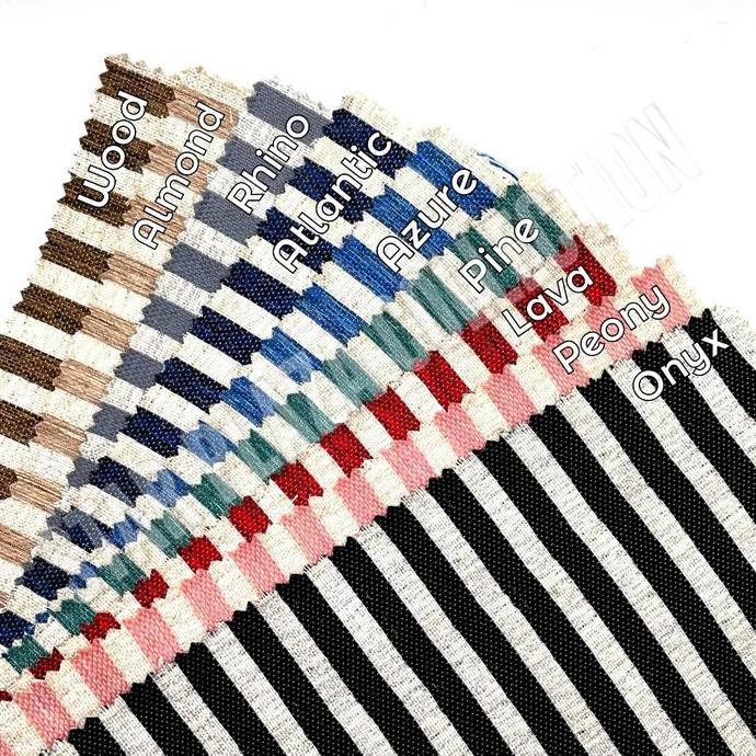 Kain Kanvas Motif Garis Salur Stripe (Sofa, Jok Kursi, Tas, Bantal)