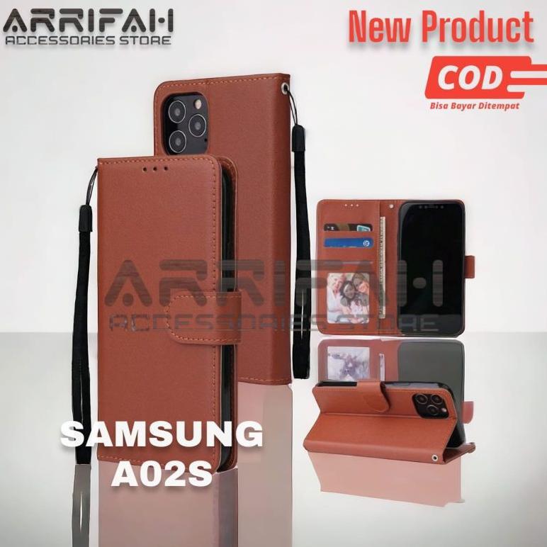 Case Samsung A02S - Flip Cover Wallet Leather Case Dompet Hp Kulit Silikon Dompet