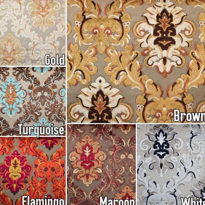 Kain Beludru Sofa / Kursi Jati Ukir Ateja Motif Kembang Klasik- Lagoon