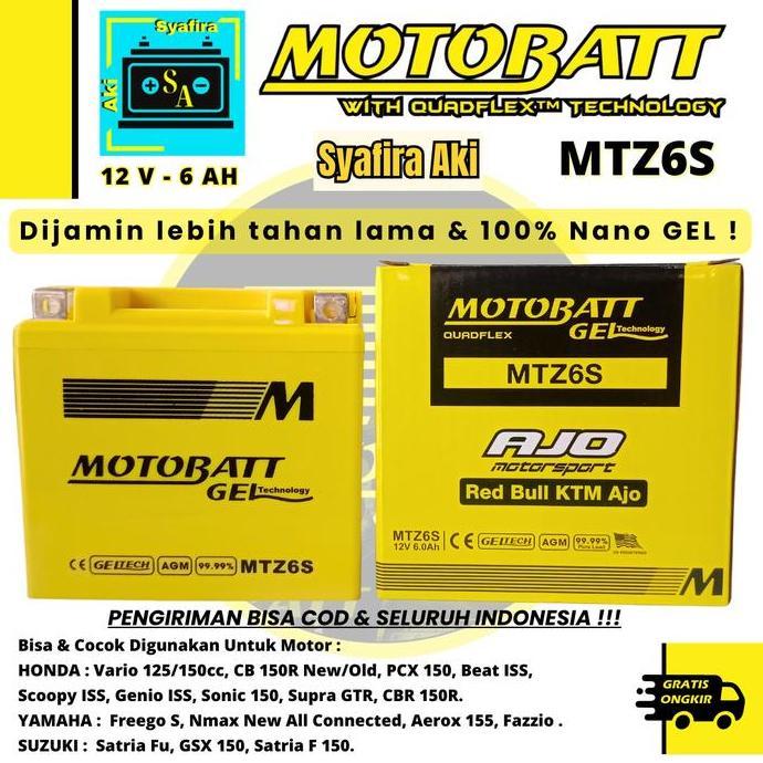 Aki motor Kawasaki KLX 150 Motobatt MTZ6S aki gel