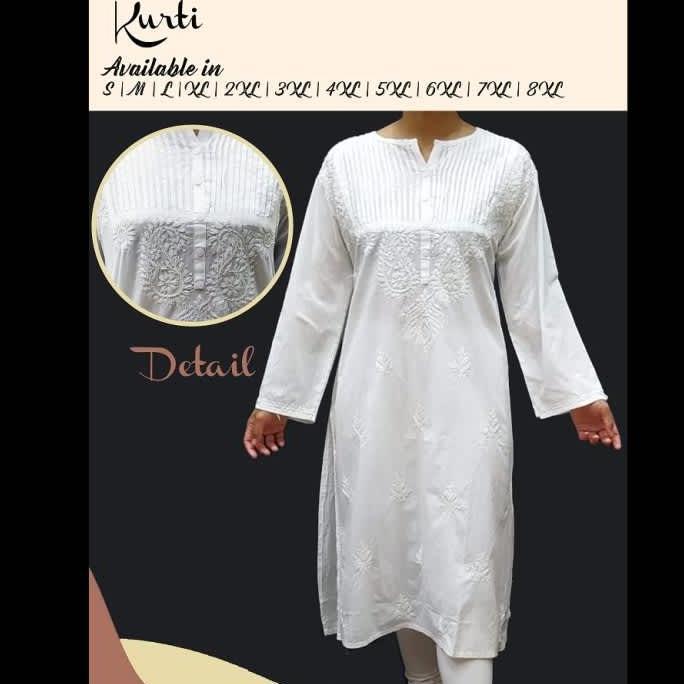 Baju Kurti Putih Big Pasley Bordir India (Tunik / Bluss / Muslim )