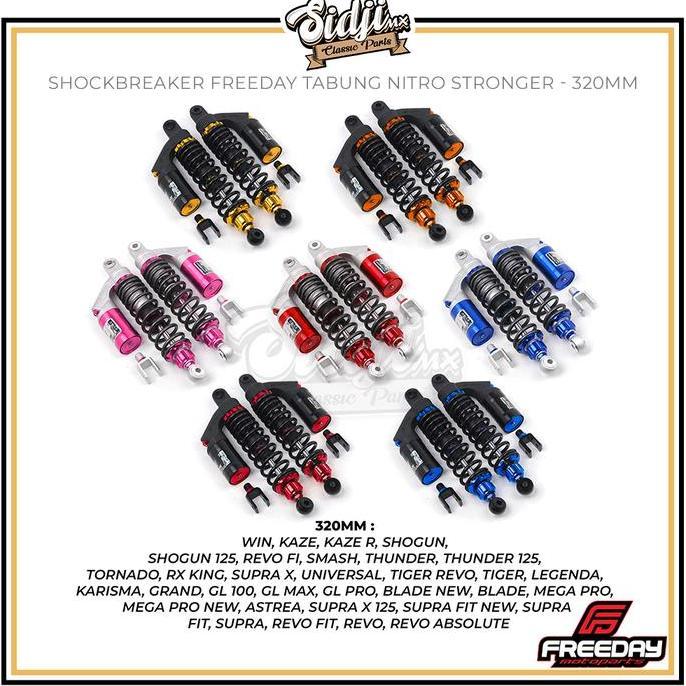 Shockbreaker Bebek FREEDAY Tabung STRONGER Shock Belakang Set 280mm 320mm 340mm Grand Jupiter Fiz R 