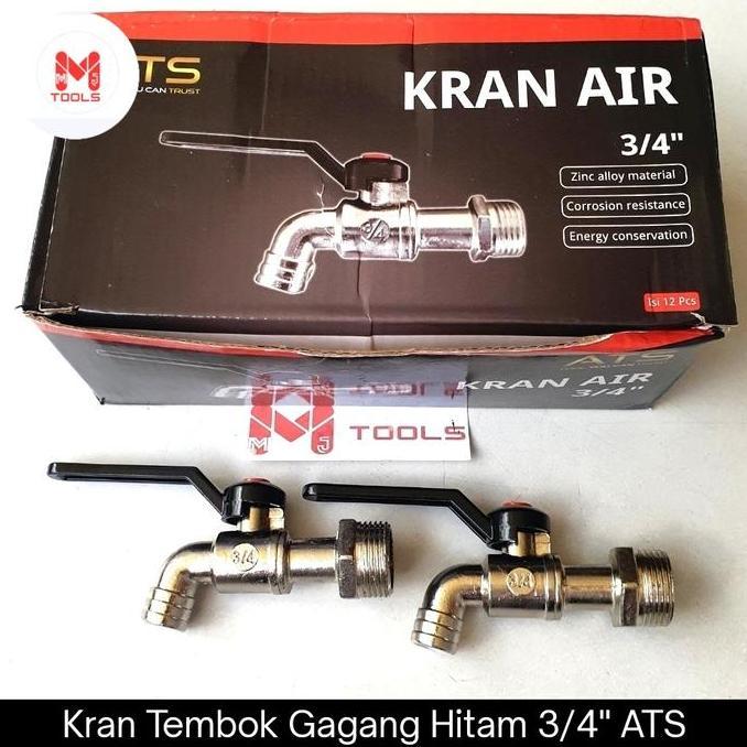 Kran Tembok Gagang Hitam 3/4" ATS - Kran Bola Gagang Hitam 3/4" - Kran Air Gagang Hitam Panjang ATS