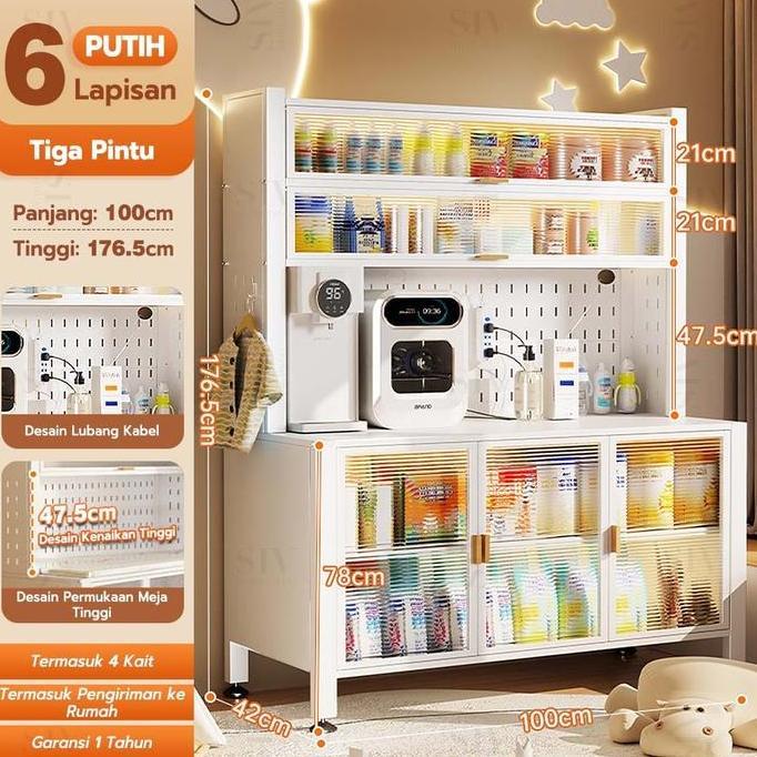 TERLARIS LEMARI DAPUR MINIMALIS RAK DAPUR SERBAGUNA RAK PENYIMPANAN DAPUR RAK PIRING OVEN MICROWAVE 