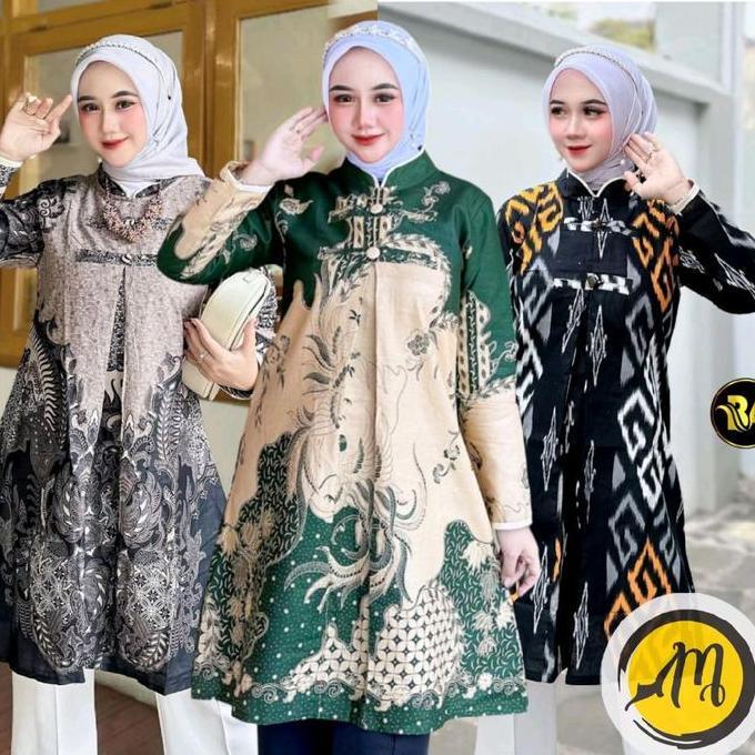 Tunik Batik Wanita Modern Dress Batik Wanita Baju Batik Wanita Jumbo Panjang Atasan Muslim Panjang S