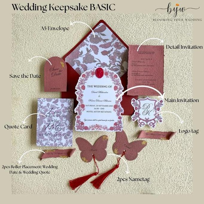 Ready Wedding Keepsake | Wedding Vows | Handmade Undangan Aesthetic (Floral Design) undangan pernika
