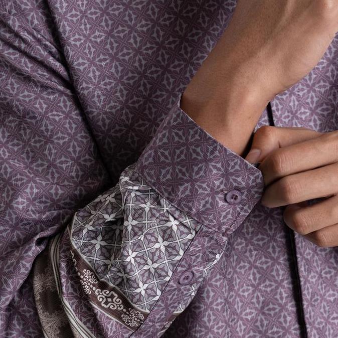 BLUEBUTTON Kemeja Pria Lengan Panjang Kemeja Kerah Shanghai - Mauve