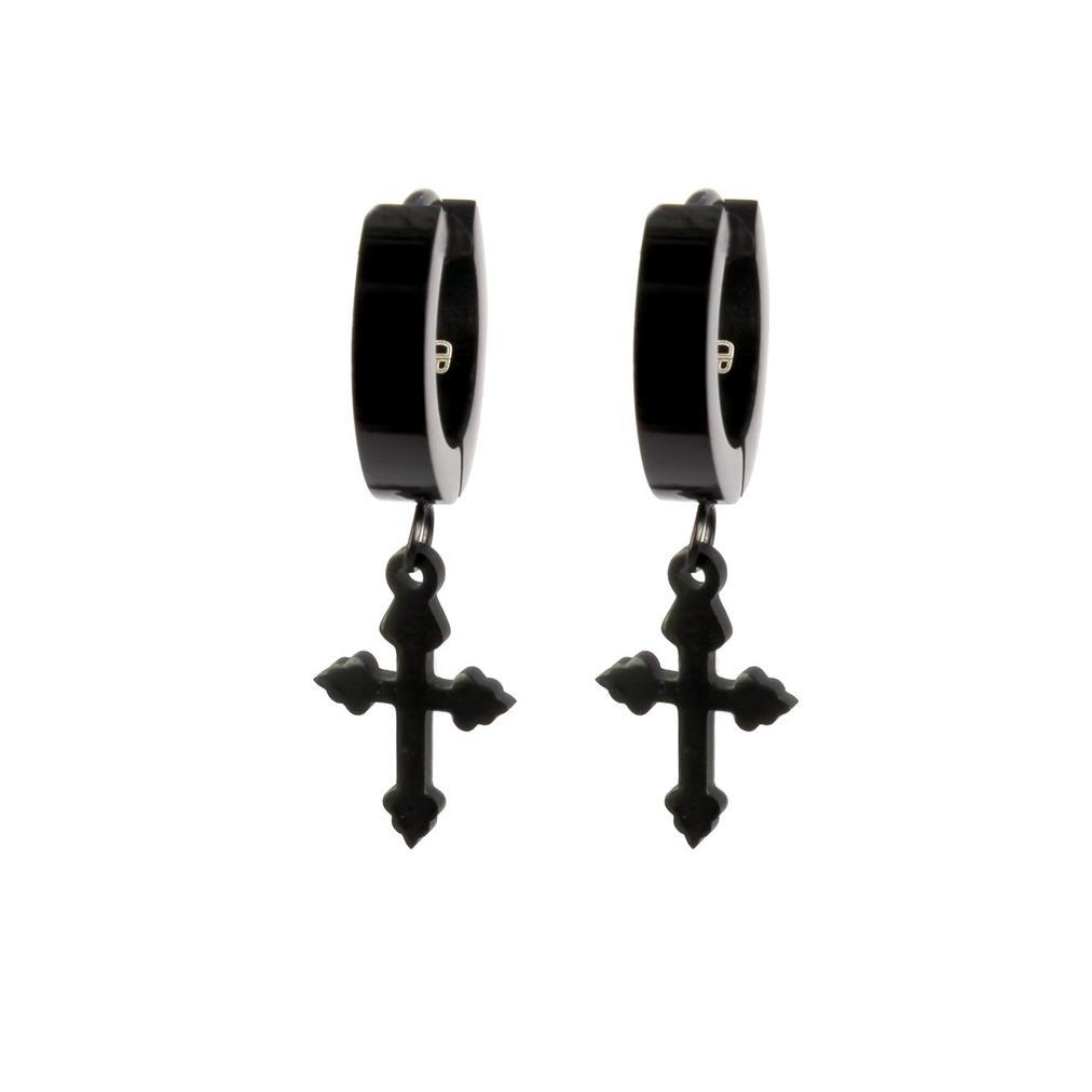 NEW Dparis anting jepit salib warna hitam [terbaik][terlaris]