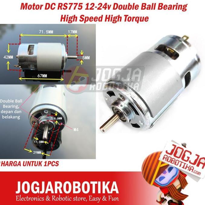 CORELA Motor DC RS775 12-24v Double Ball Bearing High Speed High Torque 775