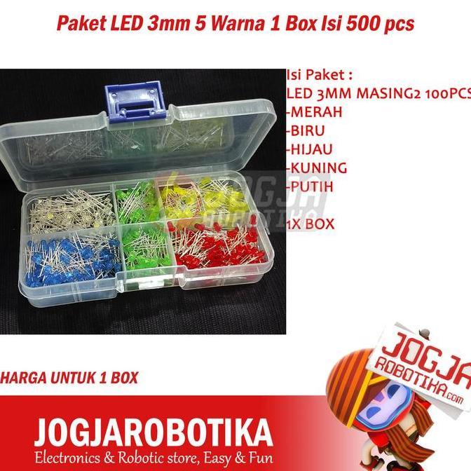 CORELA Paket LED 3mm 5 Warna 1 Box Isi 500 pcs