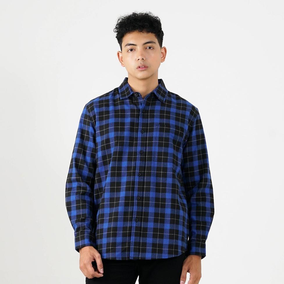 BESTPROMO Greenlight Kemeja Kotak-Kotak Pria Flanel Plaid Lengan Panjang Regular Fit Carre OL-C01022