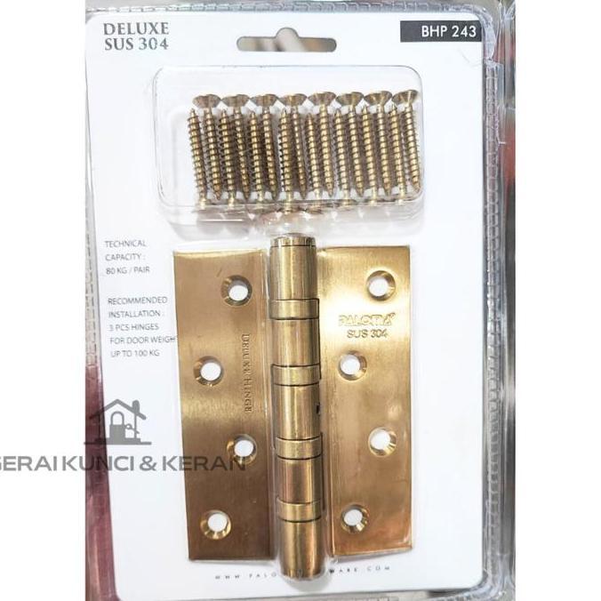Engsel Pintu BHP 243 PALOMA 4 Inch 4"x3"x3MM 4BB NRP SATIN GOLD